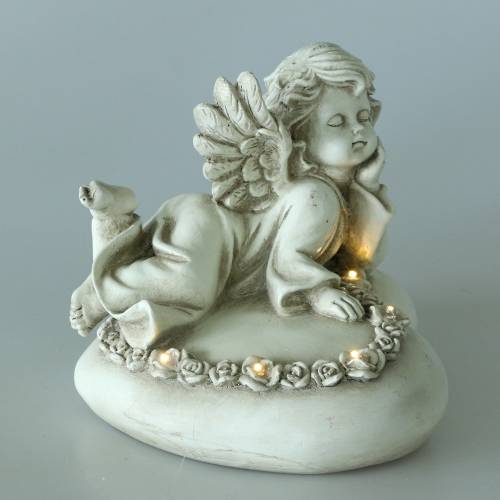 Floristik24 Deco ángel en corazón con LED 16cm 19cm H14.5cm
