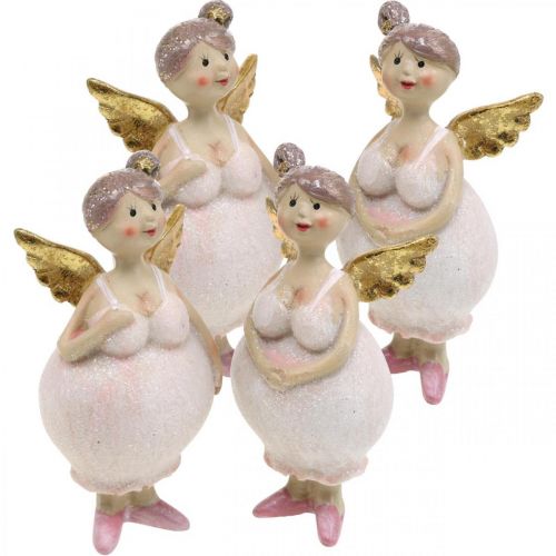 Floristik24 Decoración de mesa ángel rosa decoración figura Navidad 4,5 × 3,5 × 9,5cm 4pcs