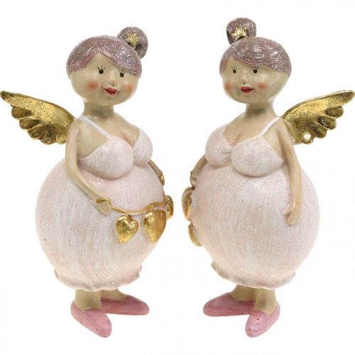 Floristik24 Figura decorativa ángel rosa con corazón Navidad 9 × 8 × 19,5cm 2pcs