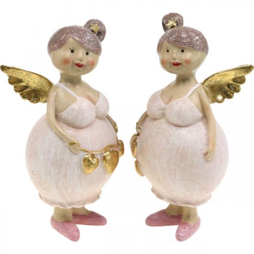 Floristik24 Figura decorativa ángel rosa con corazón Navidad 9 × 8 × 19,5cm 2pcs