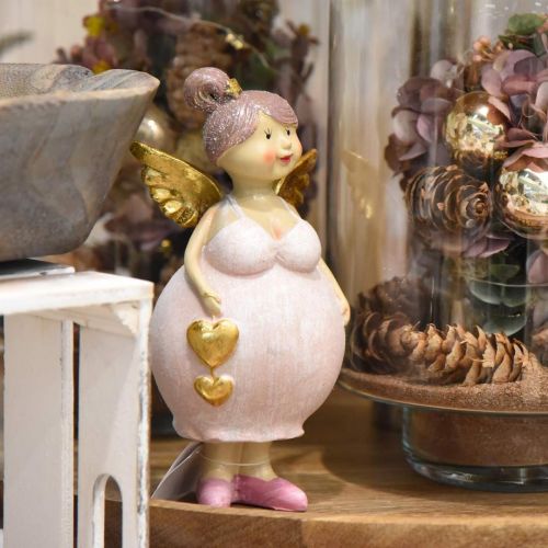 Floristik24 Figura decorativa ángel rosa con corazón Navidad 9 × 8 × 19,5cm 2pcs