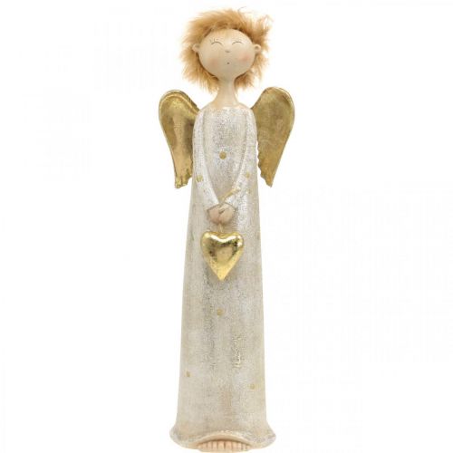 Figura decorativa ángel con corazón ángel navideño dorado 11.5 × 7.5 × 37cm