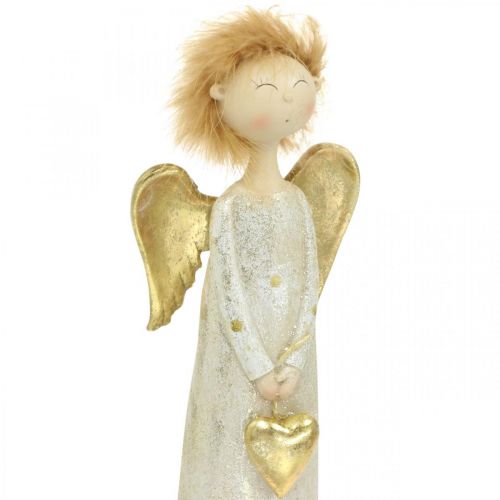 Figura decorativa ángel con corazón ángel navideño dorado 11.5 × 7.5 × 37cm