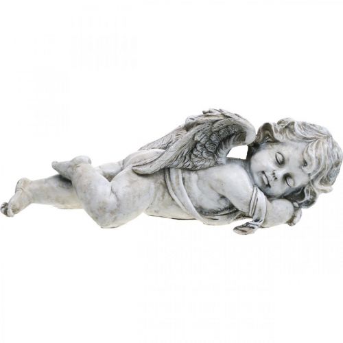 Floristik24 Decoración tumba ángel durmiente tumba ángel gris poliresina 39×14x13cm