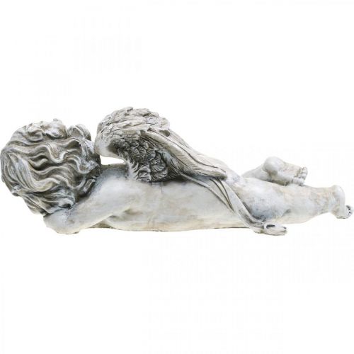 Floristik24 Decoración tumba ángel durmiente tumba ángel gris poliresina 39×14x13cm