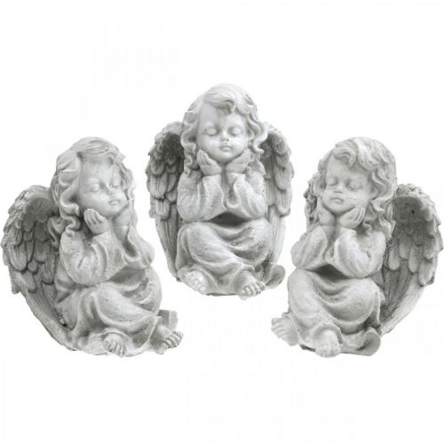 Floristik24 Figura de ángel decoración de tumba pequeña figura de jardín gris H9cm 3pcs