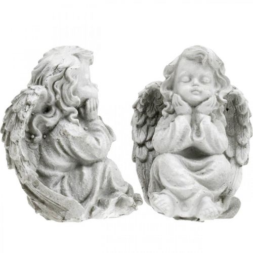 Floristik24 Figura de ángel pequeña decoración de tumba figura de jardín gris H9cm 3 piezas