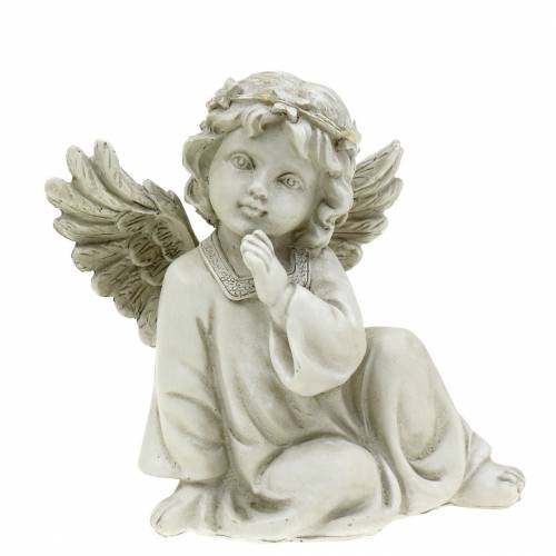 Floristik24 Deco ángel sentado con luz LED 14cm x 8.5cm