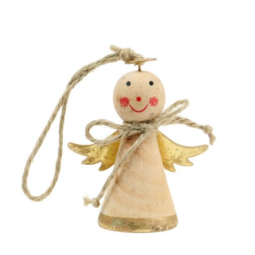 Ángel para colgar natural, dorado 8cm 4uds