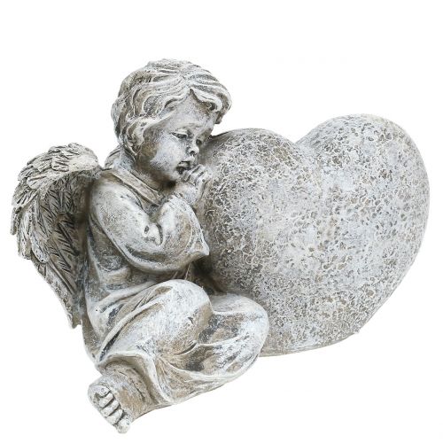 Floristik24 Ángel con corazón gris 11.5cm × 9cm × 6.5cm 2pcs