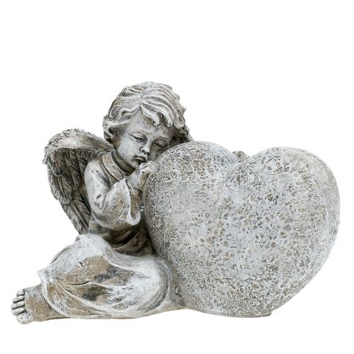 Floristik24 Ángel con corazón gris 11.5cm × 9cm × 6.5cm 2pcs