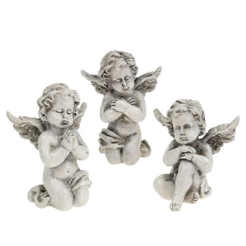 Figuras angelitos gris 9cm 3uds