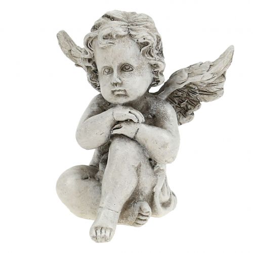 Floristik24 Figuras angelitos gris 9cm 3uds