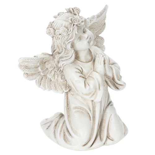 Figura de ángel rezando, decoración para tumba, sentado, 13 cm, 2 piezas