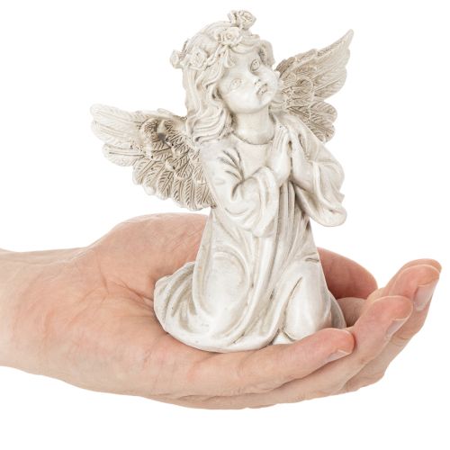 Figura de ángel rezando, decoración para tumba, sentado, 13 cm, 2 piezas | Floristik24.es