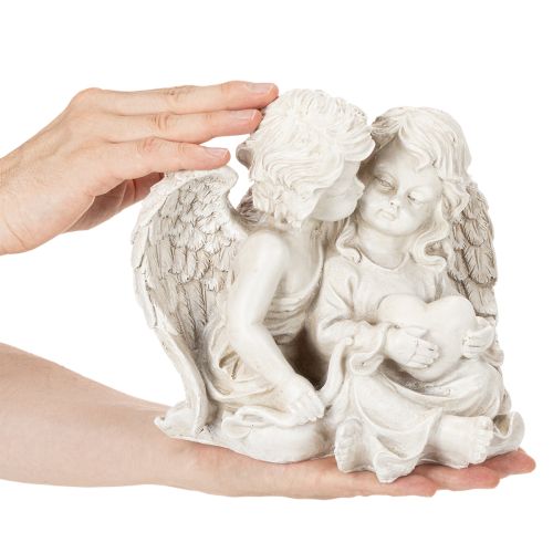 Figura de ángel infantil con pareja de ángeles y corazón, 24 cm. | Floristik24.es