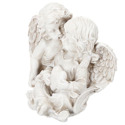 Figura de ángel infantil con pareja de ángeles y corazón, 24 cm. | Floristik24.es