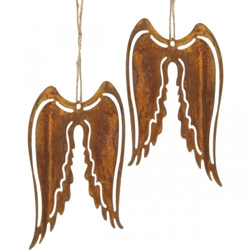 Alas de ángel metal deco colgador pátina decoración 19,5cm 3uds