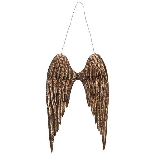 Floristik24 Alas de ángel para colgar metal aspecto antiguo dorado 24×37cm