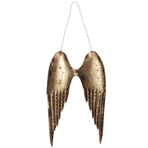 Artículo Alas de ángel para colgar metal aspecto antiguo dorado 24×37cm