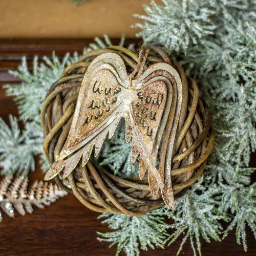Floristik24 Alas de ángel, decoración de metal para colgar, adornos para árboles de Navidad dorados, aspecto antiguo Al 11,5 cm An 11 cm 3 piezas