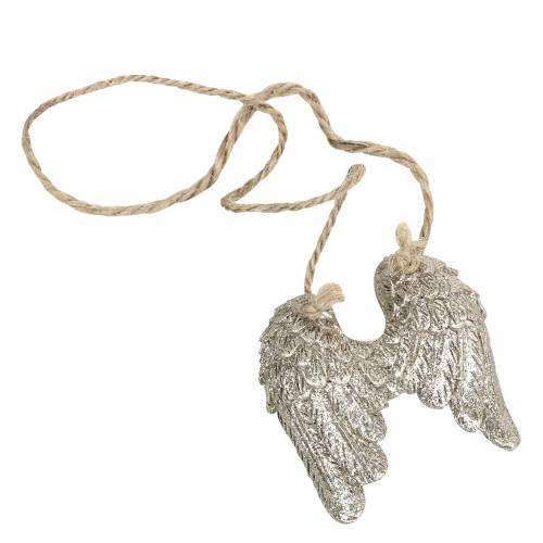 Floristik24 Alas de ángel para colgar en purpurina dorada 5cm × 5.2cm 12pcs