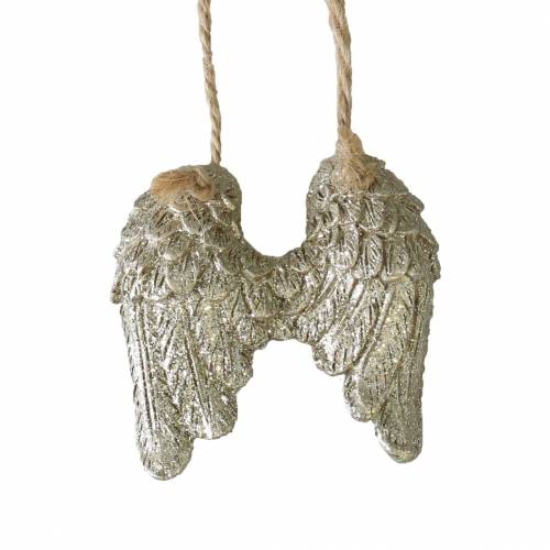 Floristik24 Alas de ángel para colgar en purpurina dorada 5cm × 5.2cm 12pcs