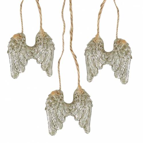 Floristik24 Alas de ángel para colgar en purpurina dorada 5cm × 5.2cm 12pcs