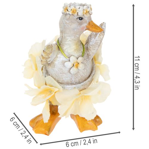 Artículo Figura decorativa de pato con vestido floral, primavera, accesorio de decoración de verano detallado, 11 cm, 2 piezas