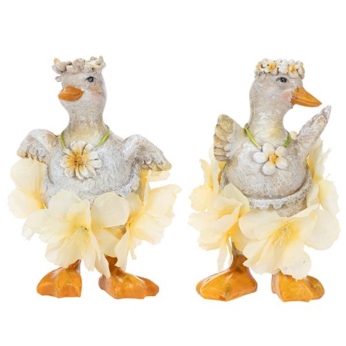 Artículo Figura decorativa de pato con vestido floral, primavera, accesorio de decoración de verano detallado, 11 cm, 2 piezas
