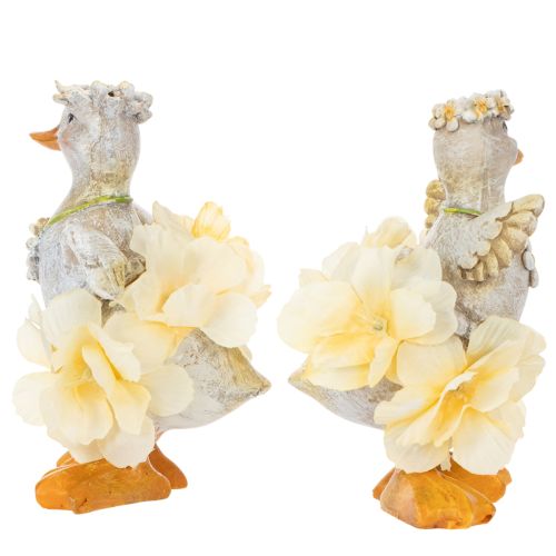 Artículo Figura decorativa de pato con vestido floral, primavera, accesorio de decoración de verano detallado, 11 cm, 2 piezas