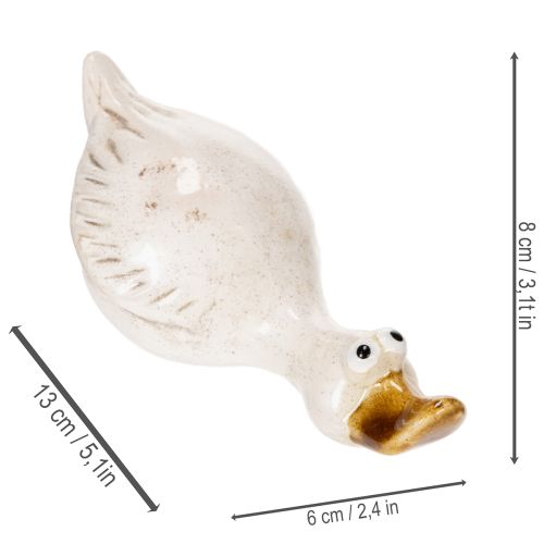 Artículo Figura decorativa de pato de cerámica para el punto de atracción perfecto en el salón, 13 cm, 2 piezas