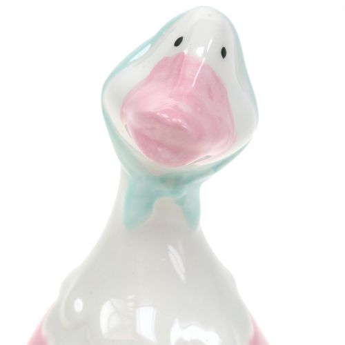 Floristik24 Ganso de Pascua de cerámica rosa, blanco Al. 11,5 cm 4 uds.