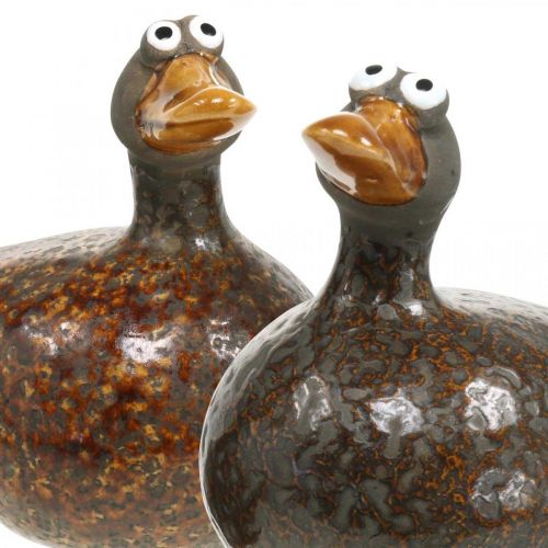 Floristik24 Deco pato figura cerámica decoración primavera 12,5cm marrón 2pcs