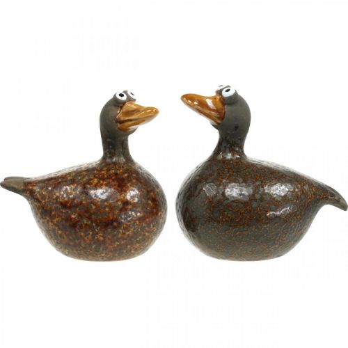 Floristik24 Deco pato figura cerámica decoración primavera 12,5cm marrón 2pcs