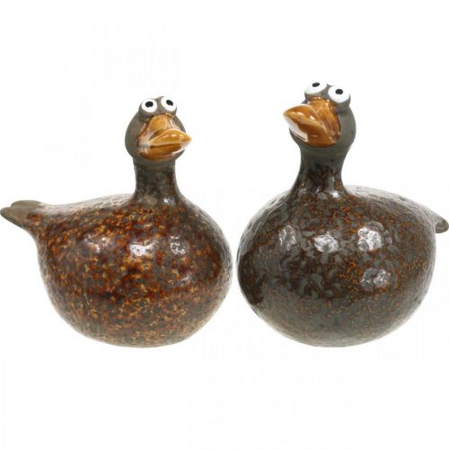 Floristik24 Deco pato figura cerámica decoración primavera 12,5cm marrón 2pcs