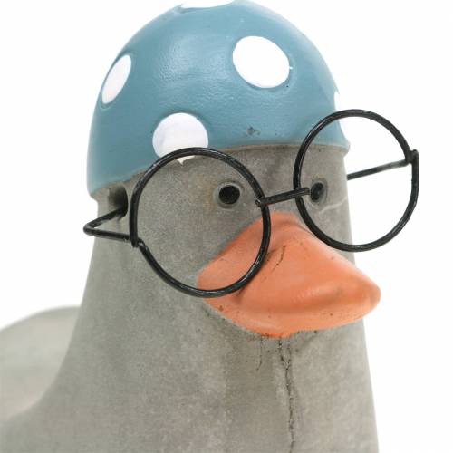 Floristik24 Pato decorativo con gafas y gorro de baño gris 10,5cm 4pcs