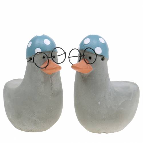 Pato decorativo con gafas y gorro de baño gris 10,5cm 4pcs