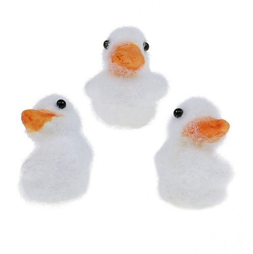 Pato mini flocado 4cm blanco 12pcs