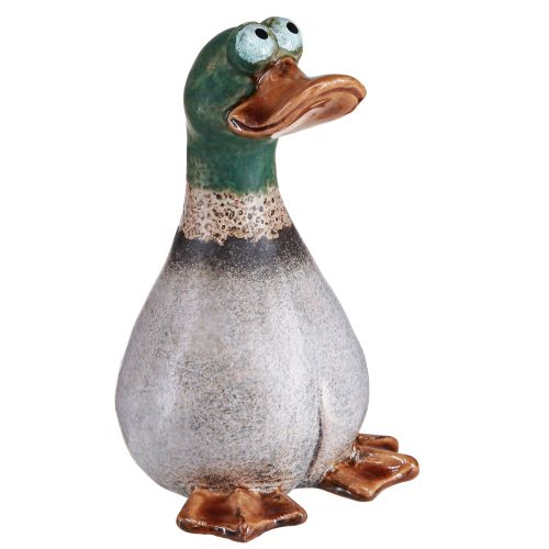 Floristik24 Patos decorativos de cerámica marrón verde draco sentado H17,5cm 2 piezas