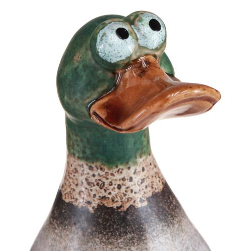 Floristik24 Patos decorativos de cerámica marrón verde draco sentado H17,5cm 2 piezas