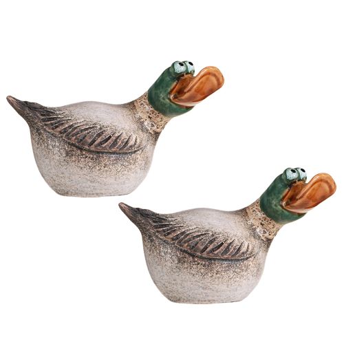 Artículo Patos decorativos de cerámica primavera drake marrón verde L15cm 2 piezas