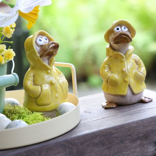 Artículo Figuras de pato, figuras de cerámica impermeables para una divertida decoración de balcones y jardines, 11 cm, 4 piezas