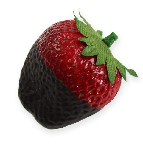 Floristik24 Fresas decorativas con chocolate 4.5cm 5pcs