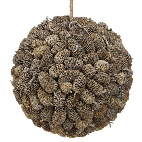 Bola decorativa de cono de aliso para colgar, blanca lavada, 20 cm
