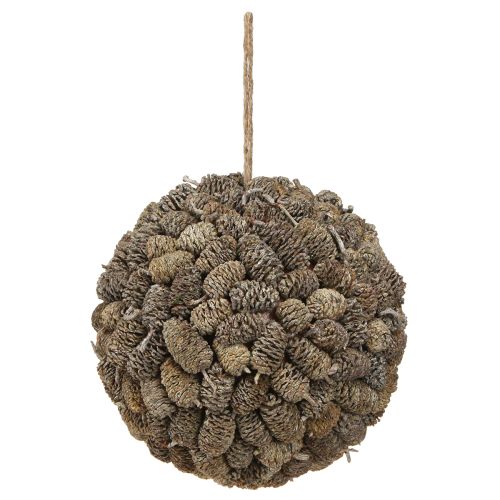 Artículo Bola decorativa de cono de aliso para colgar, blanca lavada, 20 cm