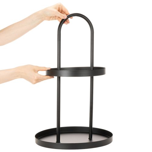Bandeja decorativa redonda de metal de dos niveles, 58 cm. | Floristik24.es