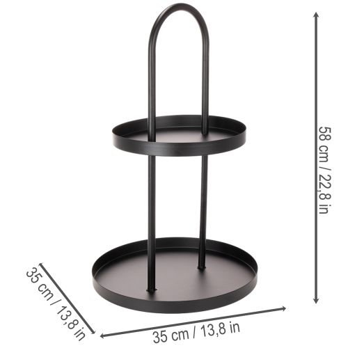 Bandeja decorativa redonda de metal de dos niveles, 58 cm. | Floristik24.es