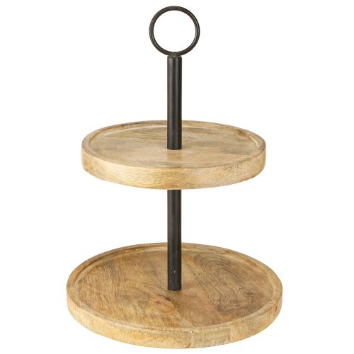 Artículo Estantería redonda de 2 niveles Madera y metal negro A36cm