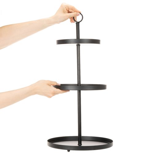 Soporte redondo de metal de tres niveles para servir, ideal para la decoración de mesas de varios niveles, 61 cm. | Floristik24.es